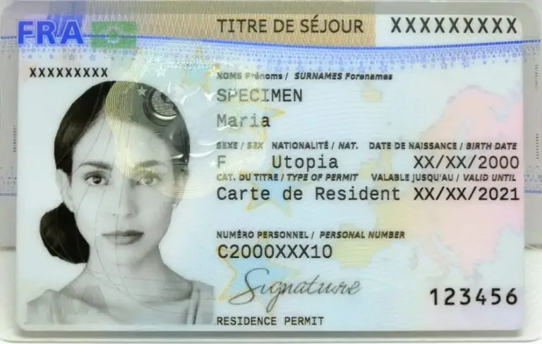 Exemple de carte de résident